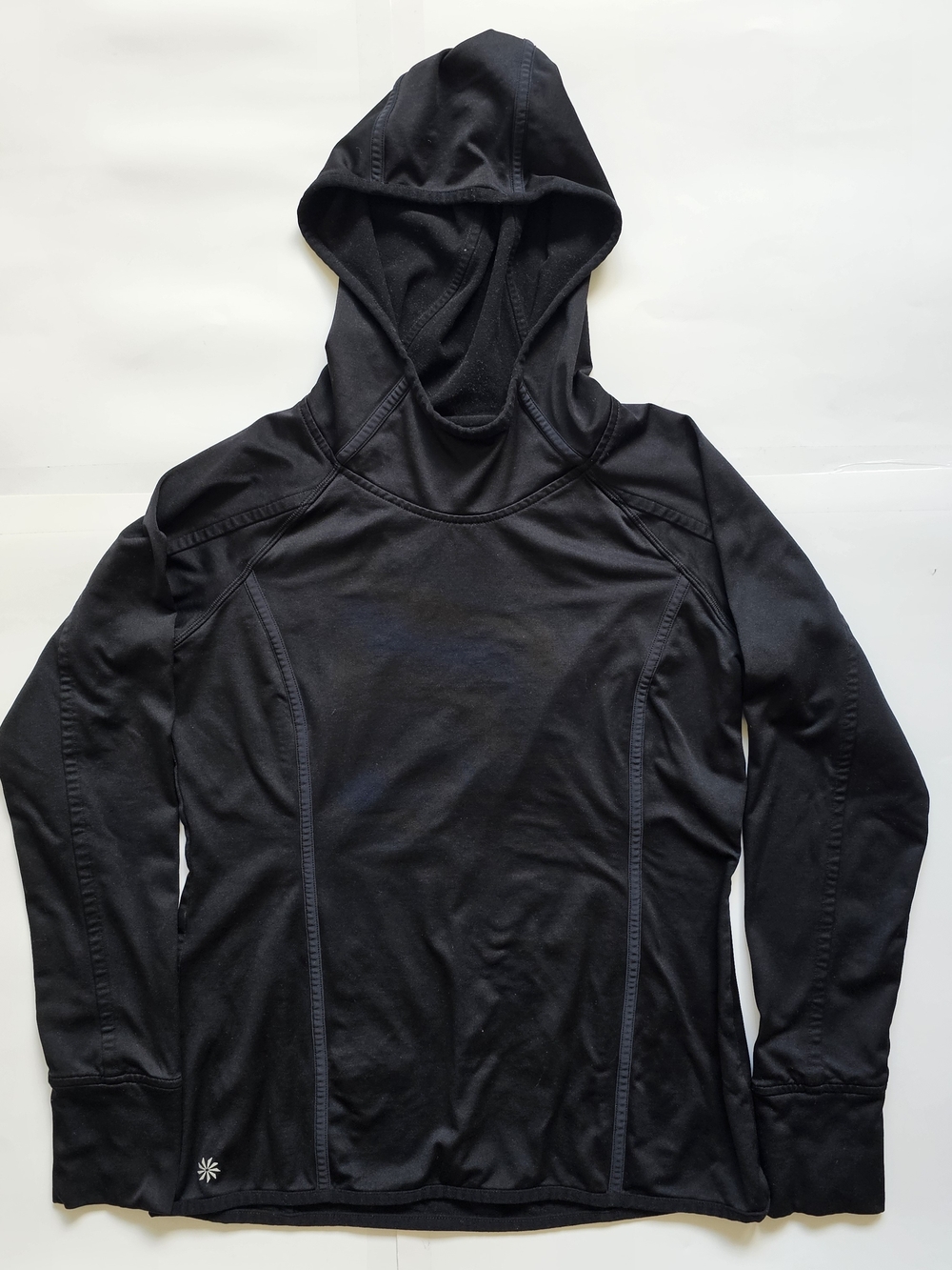 Athleta Black Hooded Long-Sleeve Performance Top Sz. Small